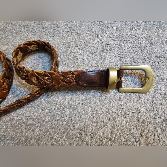 Leather & Brass Size Medium Woven Braided Belt Western Coastal Cowgirl - Picture 3 of 7